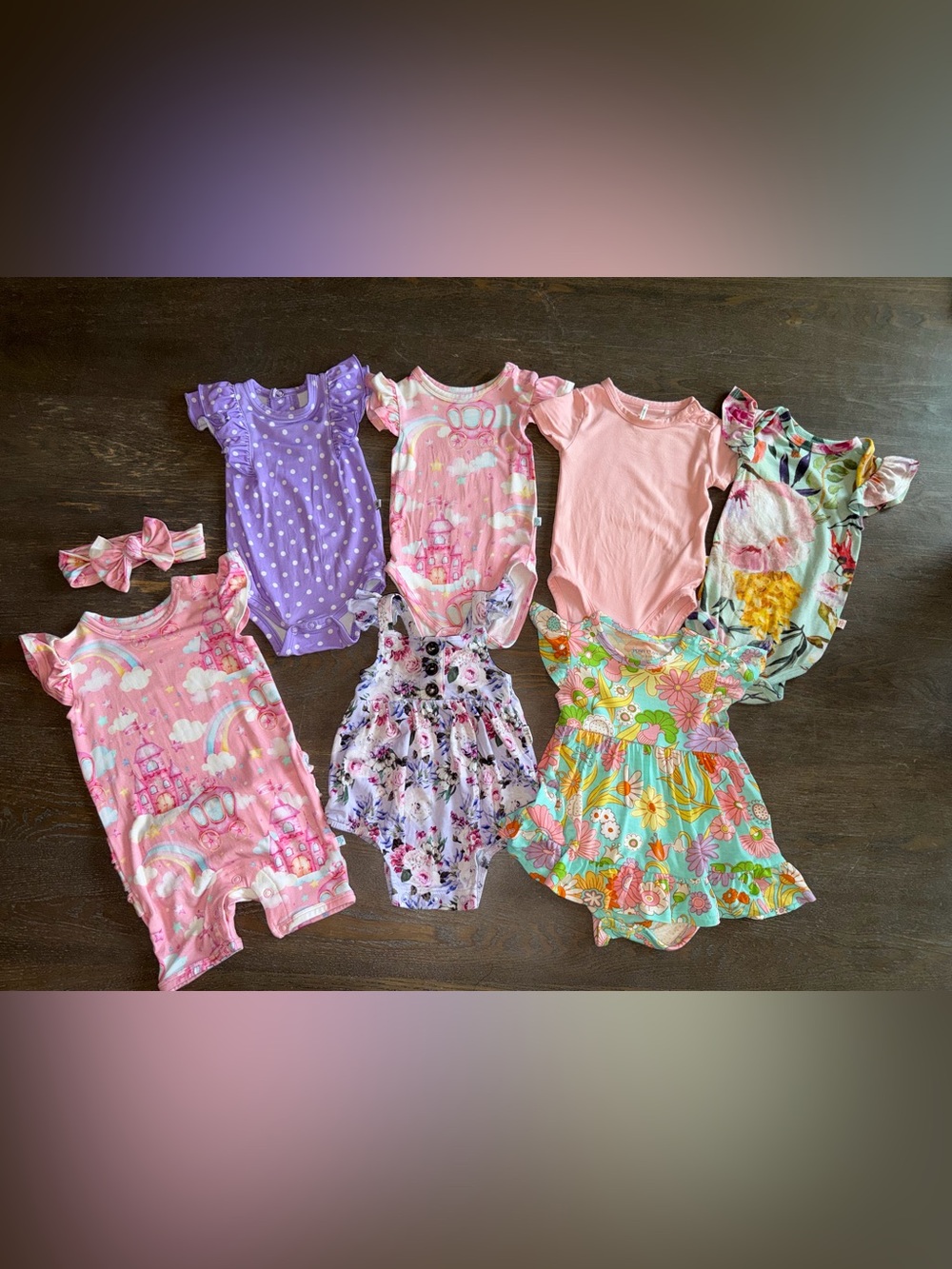 Baby Girl 8 Piece Posh Peanut / Birdie Bean / Gigi and Max Bamboo Lot